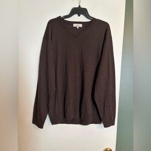 Turnbury 100% Merino Wool Men's V-Neck Sweater in Brown